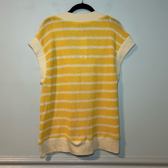 NWT Zara Yellow & White Striped Knit Oversized Short Sleeve Sweater Size Small - Picture 5 of 10
